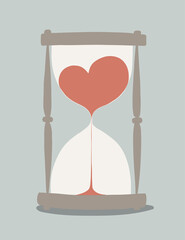 Times of love, 
hourglass stylized for valentines day