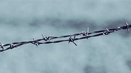 Metal barbed wire to protect the territory from encroachment on private property