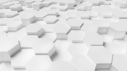 Abstract hexagonal background. 3d render of white hexagons