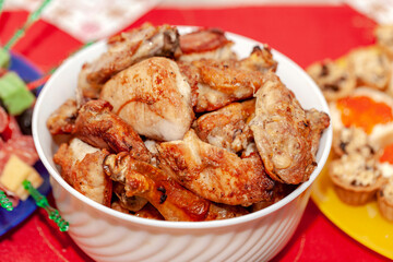 Russian feast. Grilled chicken