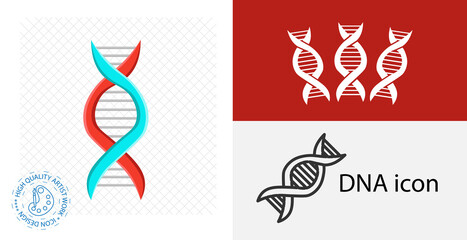 DNA isolated flat icon. solid and line medicine design element