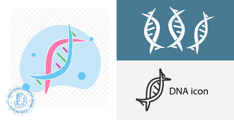 DNA isolated flat icon. solid and line medicine design element