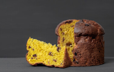 panettone panetone pane tone slice piece yellow illuminating ultimate gray italian