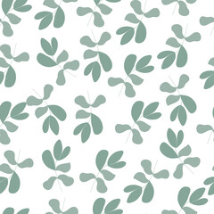 Eucaliptus pattern. Trendy branch and leaves green on light background seamless vector pattern.Abstract seamless pattern in vector design.