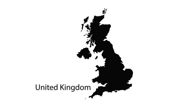 United Kingdom vector map. Globe-like world map icon. Motion vector animation
