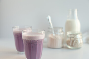 glass of milk and strawberry