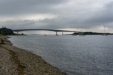 Obraz premium The Skye Bridge seen from Kyleakin on the Isle of Skye