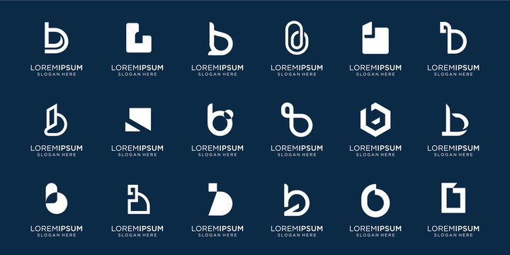 set of monogram letter b logo design vector template.collection for icon business company,simple,minimalist. premium vector