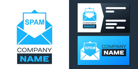 Logotype Envelope with spam icon isolated on white background. Concept of virus, piracy, hacking and security. Logo design template element. Vector.