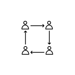 Icons of connected people in organizations. Organization and teamwork icon. Vector