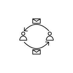 Organization icon of people messaging each other. Organization and teamwork icon. Vector