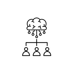 Organizational intelligence brain icon. Organization and teamwork icon. Vector