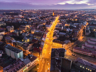 Skyline of Tarnow City in Malopolska Region of Poland at Twilight