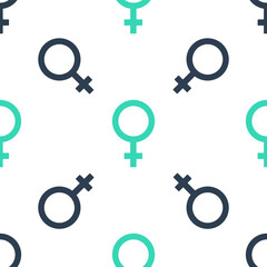 Green Female gender symbol icon isolated seamless pattern on white background. Venus symbol. The symbol for a female organism or woman. Vector.