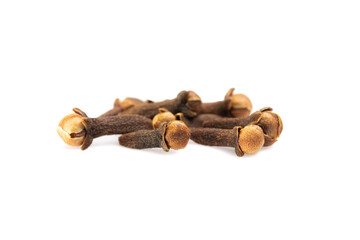Clove spices on white background