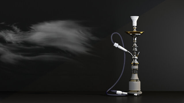 hookah lit with light with smoke
