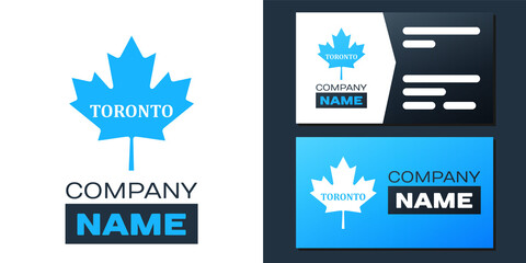Logotype Canadian maple leaf with city name Toronto icon isolated on white background. Logo design template element. Vector.