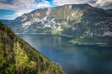 Naklejka na ściany i meble lake in the mountains, hallstatt, hallstätter see, austria, alps