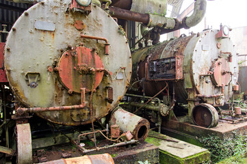 Paranapiacaba, Sao Paulo, Brazil: Abandoned equipment and machinery in the station