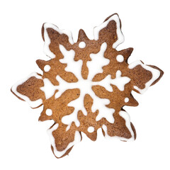 Gingerbread cookie in snowflake shape