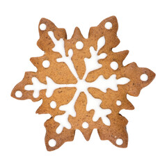 Gingerbread cookie in snowflake shape