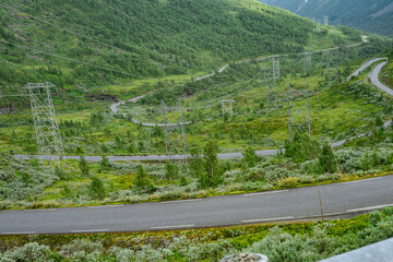 Fototapeta na wymiar Serpentine road in the mountains of Norway