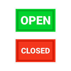 Open and closed signs. Vector illustration.