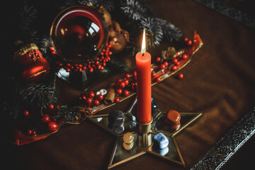 Winter prediction and magic rituals, Tarot cards. Magical concept