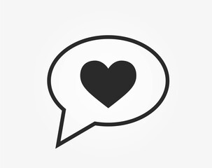 love message icon. chat bubble with heart. Valentines design element. love symbol