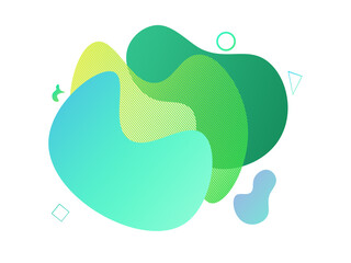Unique abstract graphic elements. Eco banner with a gradient shape. Design template for presentation or flyer. Abstract forms green dynamic composition. Minimal mesh background