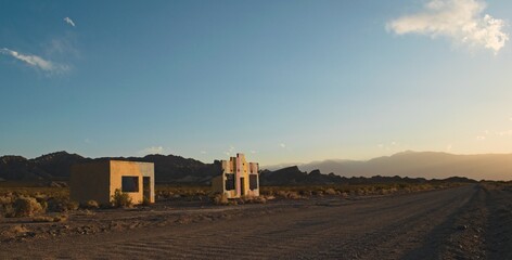 Derelict house in the middle of the desert near Uspallata, Mendoza, Argentina.