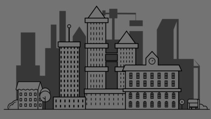 Obraz premium city ​​sketch in black and white style