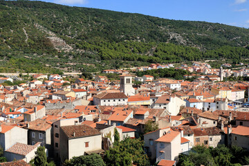 Fototapeta na wymiar view from the ancient tower in the old town Cres, island Cres, Croatia