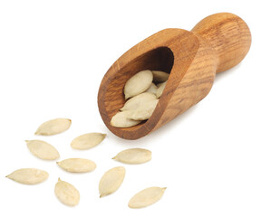 Pumpkin seeds isolated on white.