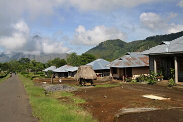 Fototapeta na wymiar View of Inerie volcano 2,245 meters high of Bela village. Flores Island. Indonesia. Asia.