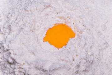 Egg pounded in white flour