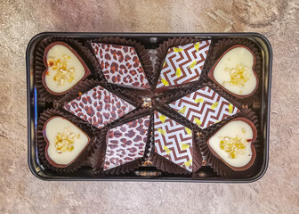 Selection of delicious hand made luxury chocolate candies