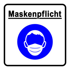 ds317 DiskretionSchild - Corona Maskenpflicht. - Druckvorlage - quadratisch (face mask to prevent / corona virus protection / medical protective mask) xxl g10080