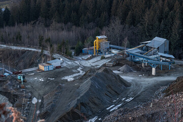 Mining in a granite quarry Sloupno, Czech republic.
