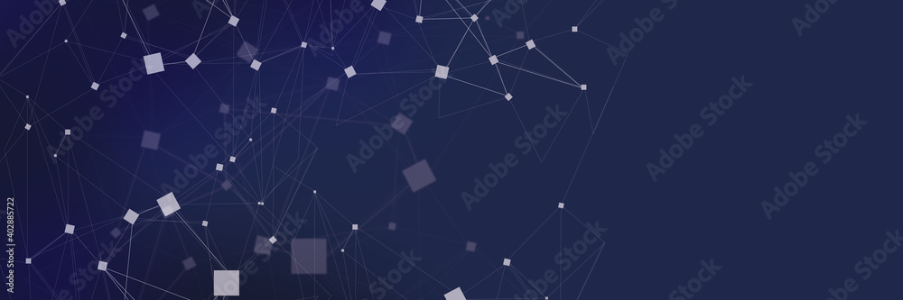 Poster abstract polygonal with connecting dots and lines.