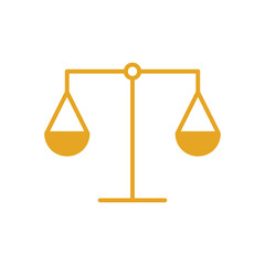Icono balanza. Concepto de justicia y negocio. Ilustración vectorial aislada en fondo blanco