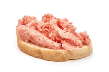 Sandwich with Capelin roe paste, isolated on white background