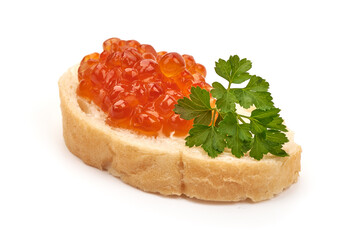 Sandwiches with delicious caviar, isolated on white background