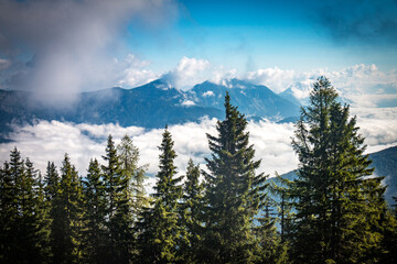 hiking in the alps, view from planai, schladming austria