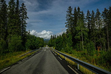 Street through the Hardangervidda in Norway