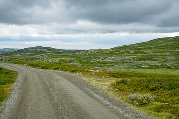 Gravel road with mountains in the distance