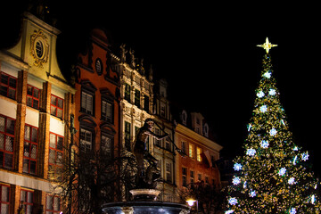 Christmas tree in the old town of Gdansk