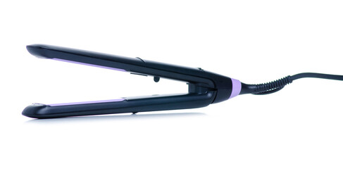 Hair straightener iron on white background isolation