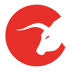 Illustration of a white bull on a round background