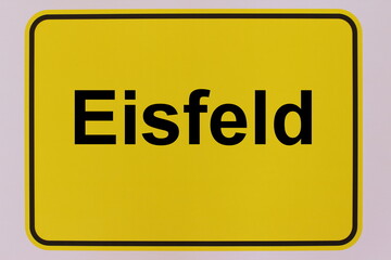 Illustration eines Stadteingangsschildes der Stadt Eisfeld